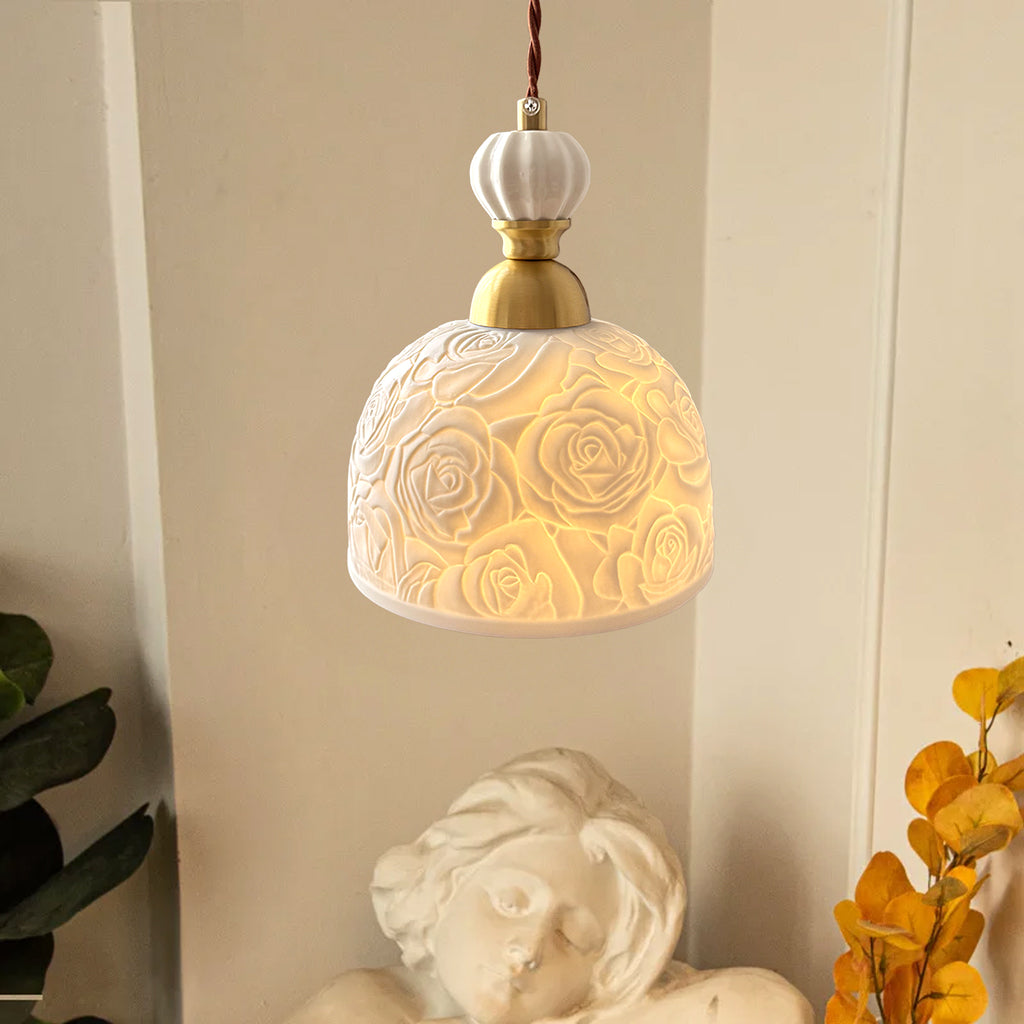 Elegant Ceramic Pendant Light | Vintage Hanging Lamp | Stylish Ceiling Light Fixture | Retro Kitchen Pendant Lighting | Rayna Rose Pendant Light 3