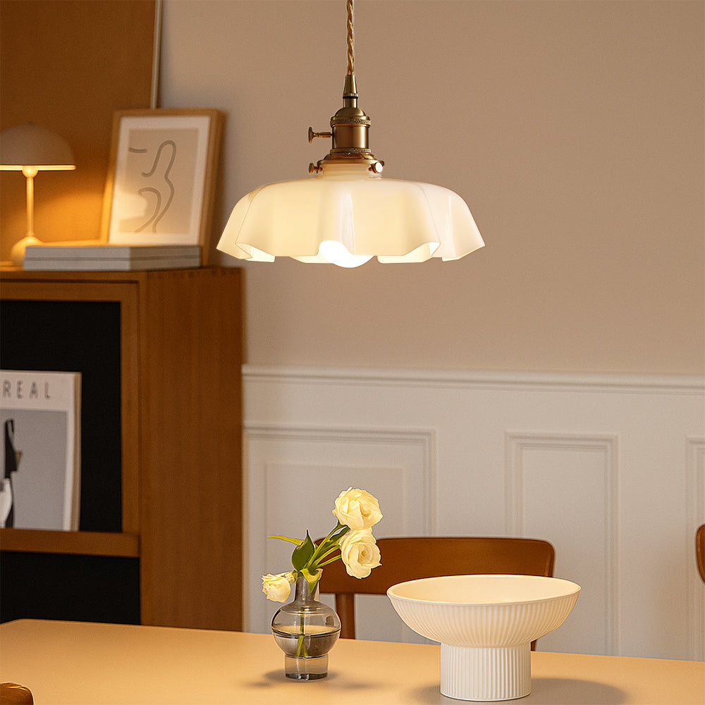 Elegant French Pendant Light | Vintage Glass Pendant Lighting | Adjustable Brass Hanging Light | Timeless Ceiling Fixture | Chic Dining Room Lamp 2