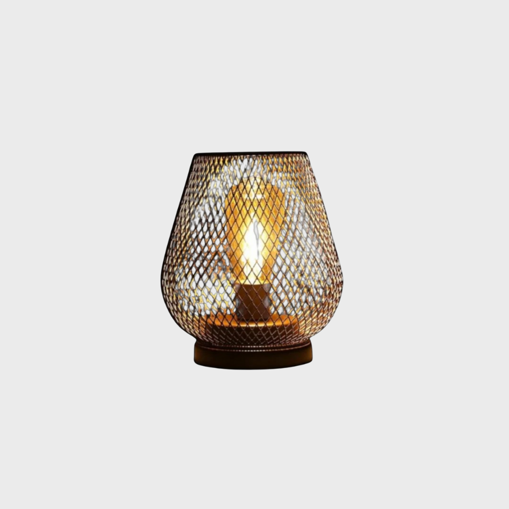 Elegant Table Lamp | Wireless LED Lantern | Cordless Ambient Light | Mesh Design Fixture | Warm White LED Light for Home 0