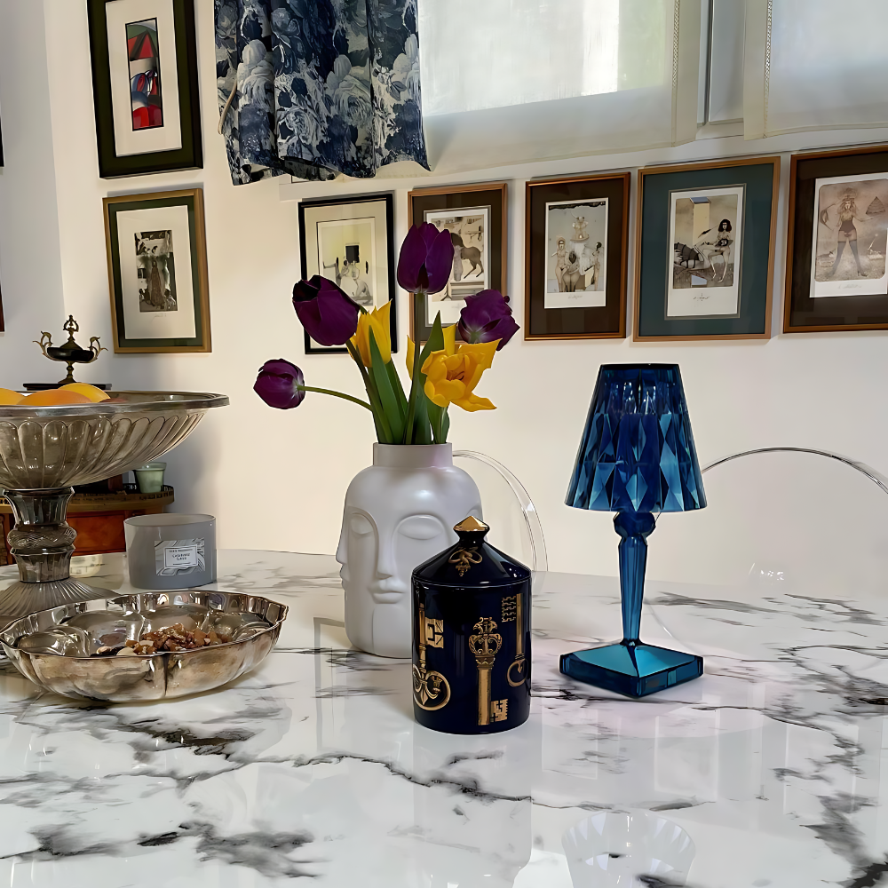 Elegant Table Lamp for Living Room | Dimmable Bedside Table Lamp | Portable Battery Operated Light | Sophisticated Bedroom Lighting | Golden Honey Ray Table Light 3