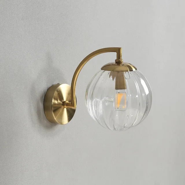 Elegant Wall Sconce | Ribbed Glass Wall Light | Modern Sconce Fixture | Soft Ambient Wall Lamp | Premium Gold Wall Sconce for Home 8