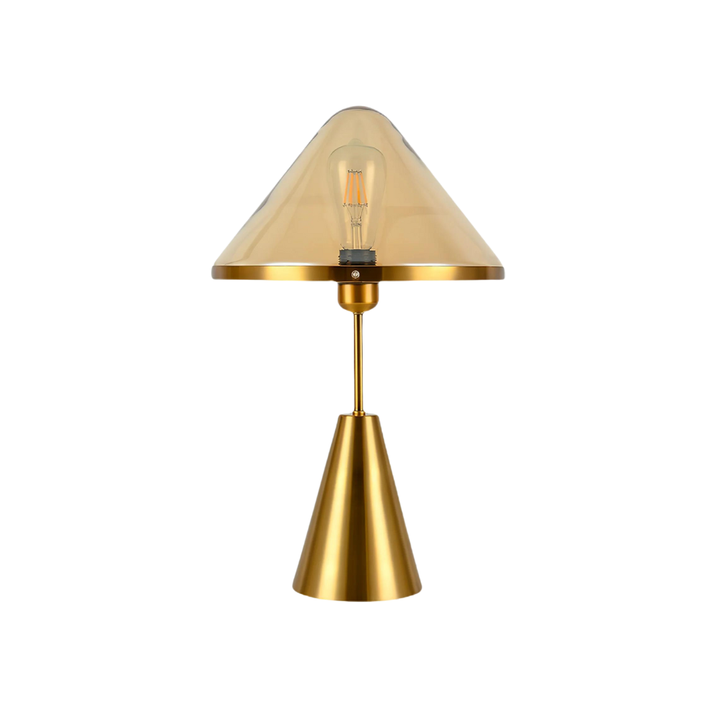 Golden Mushroom Table Lamp | Elegant Bedside Lamp | Modern Desk Light | Stylish Table Lamps for Living Room | Premium Metal and Glass Fixture 0