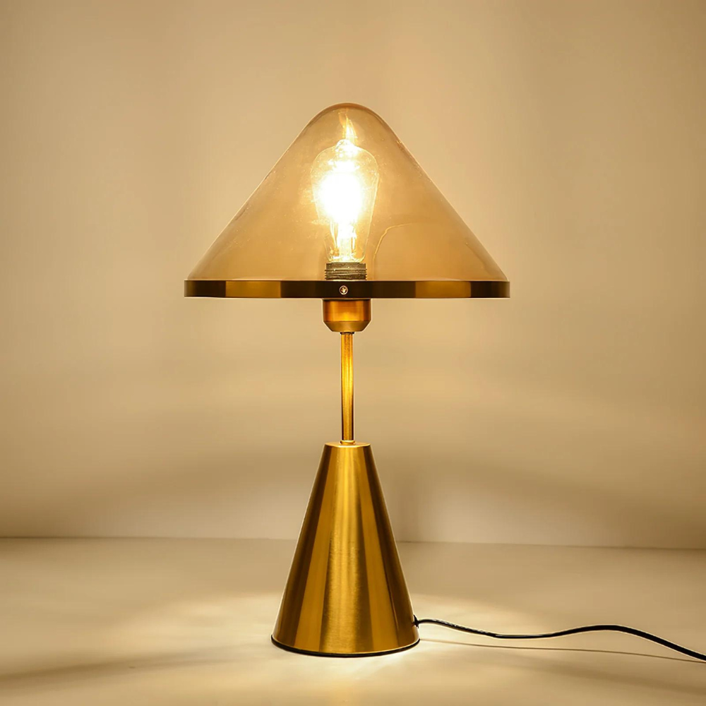 Golden Mushroom Table Lamp | Elegant Bedside Lamp | Modern Desk Light | Stylish Table Lamps for Living Room | Premium Metal and Glass Fixture 5