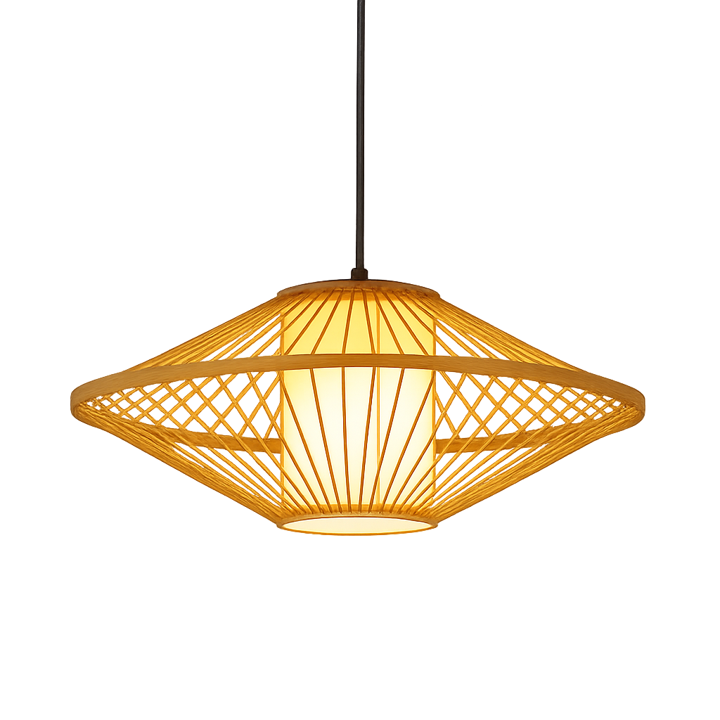 Japanese Bamboo Pendant Light | LED Hanging Fixture | Kitchen Pendant Lighting | Adjustable Ceiling Light | Elegant Natural Lamp for Home 0