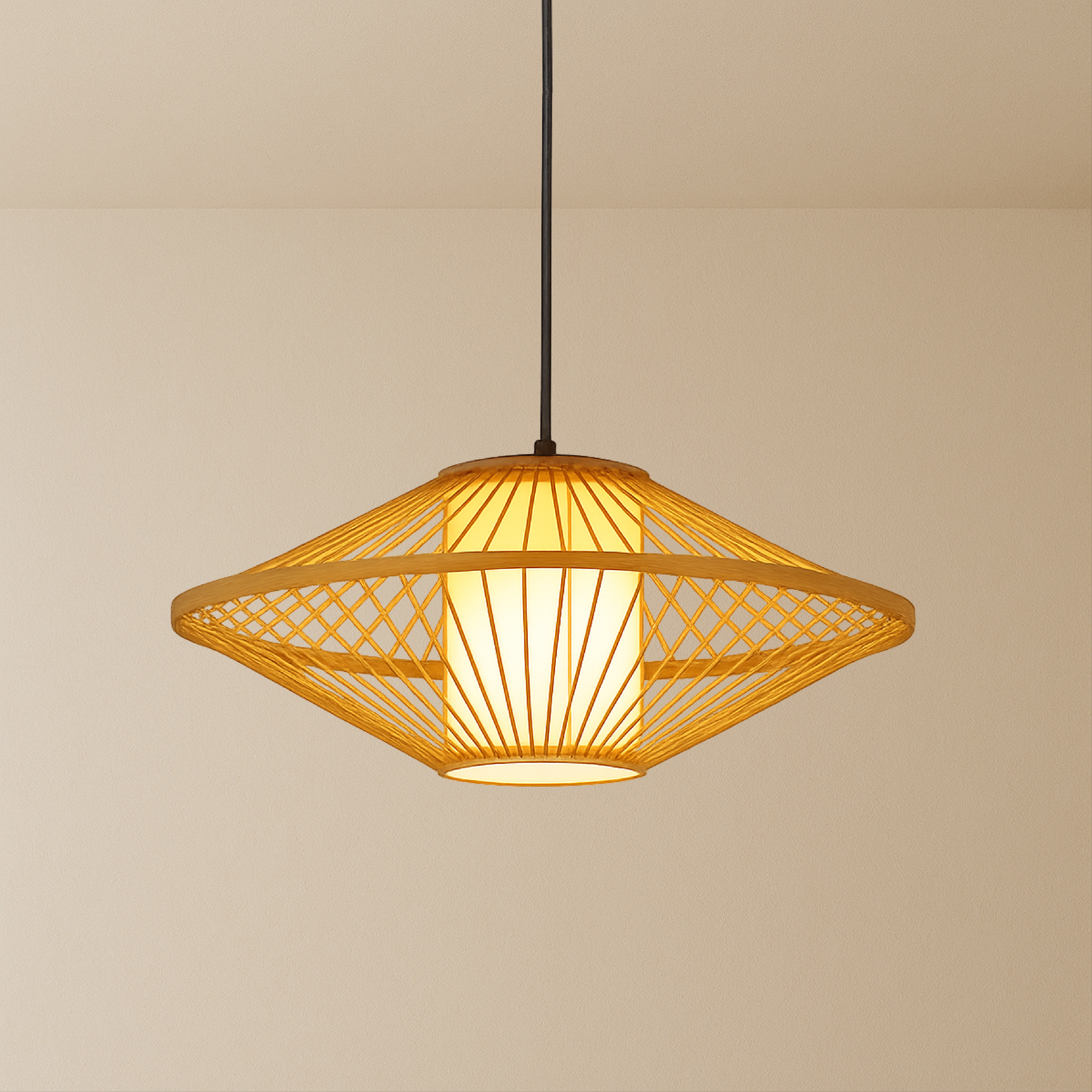 Japanese Bamboo Pendant Light | LED Hanging Fixture | Kitchen Pendant Lighting | Adjustable Ceiling Light | Elegant Natural Lamp for Home 5