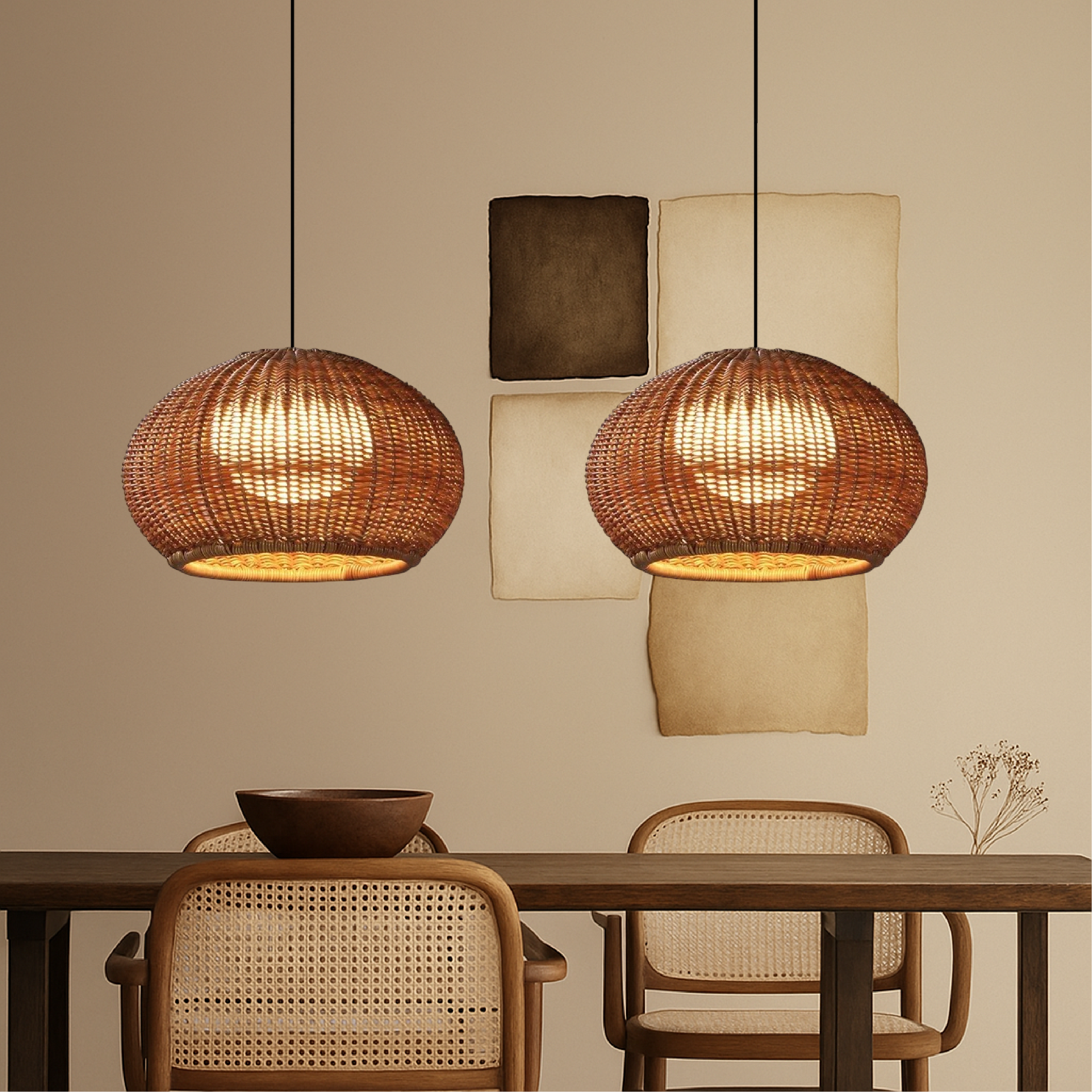 Modern Bamboo Pendant Light | Adjustable Kitchen Pendant Lighting | Handwoven Hanging Lights | Cozy LED Ceiling Fixture | Elegant Bamboo Lighting for Home 3