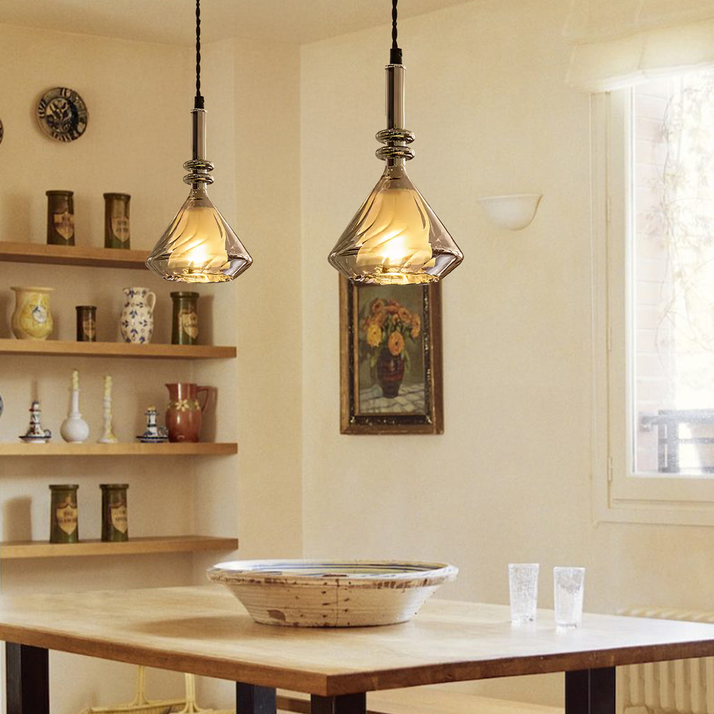 Modern Glass Pendant Light | Artistic Kitchen Pendant Lighting | Spiral Ceiling Fixture | Unique Hanging Light | Glim Creative Starry Sky Pendant 1