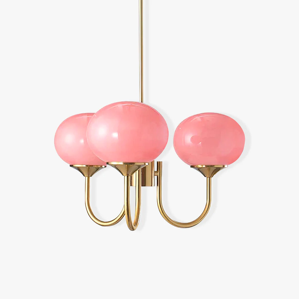 Modern Gold Chandelier | Elegant Ceiling Light Fixture | Stylish Hanging Light | Chic Indoor Lighting | Pink and Gold Chandelier for Home 0