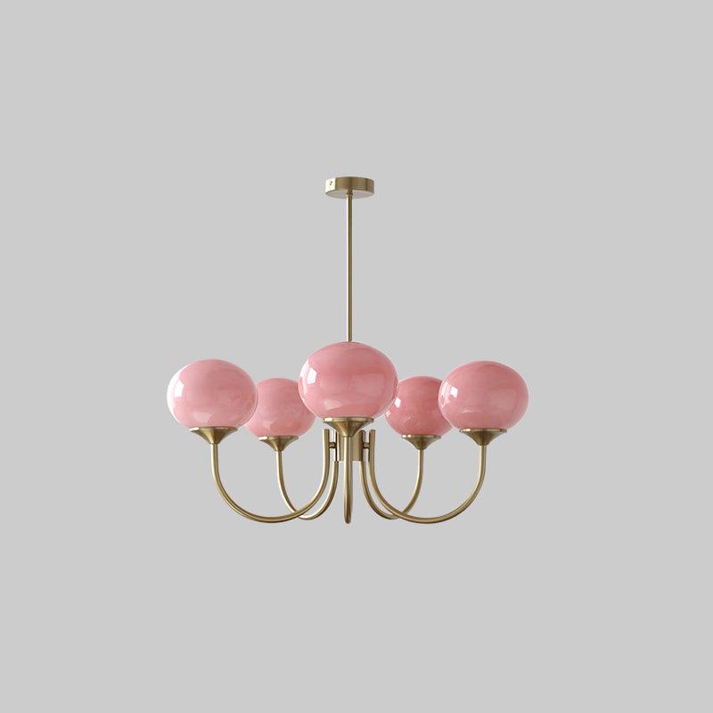 Modern Gold Chandelier | Elegant Ceiling Light Fixture | Stylish Hanging Light | Chic Indoor Lighting | Pink and Gold Chandelier for Home 16