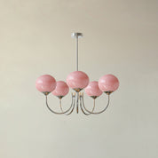 Modern Gold Chandelier | Elegant Ceiling Light Fixture | Stylish Hanging Light | Chic Indoor Lighting | Pink and Gold Chandelier for Home 18