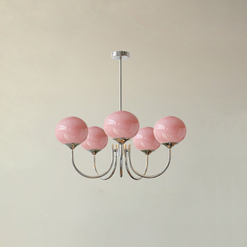 Modern Gold Chandelier | Elegant Ceiling Light Fixture | Stylish Hanging Light | Chic Indoor Lighting | Pink and Gold Chandelier for Home 18