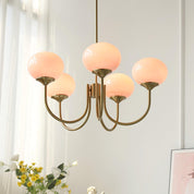 Modern Gold Chandelier | Elegant Ceiling Light Fixture | Stylish Hanging Light | Chic Indoor Lighting | Pink and Gold Chandelier for Home 3