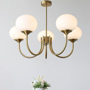 Modern Gold Chandelier | Elegant Ceiling Light Fixture | Stylish Hanging Light | Chic Indoor Lighting | Pink and Gold Chandelier for Home 4