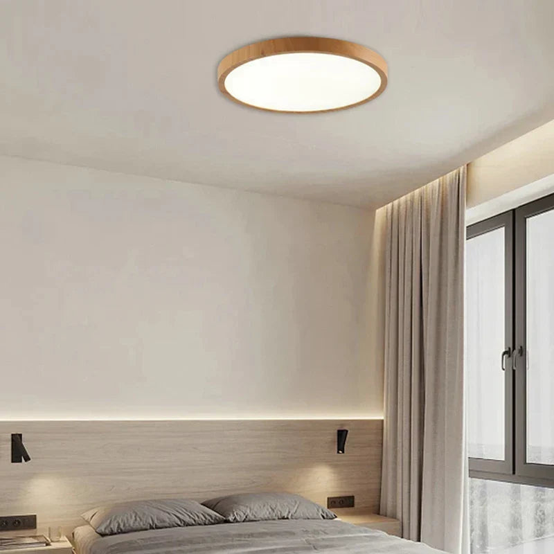 Modern LED Ceiling Light | Ultrathin Circular Fixture | Adjustable Ceiling Light | Walnut Wood Light Fixture | Minimalist Ceiling Lamp for Home 3