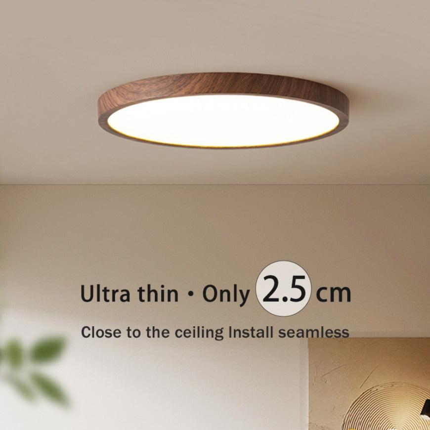Modern LED Ceiling Light | Ultrathin Circular Fixture | Adjustable Ceiling Light | Walnut Wood Light Fixture | Minimalist Ceiling Lamp for Home 6