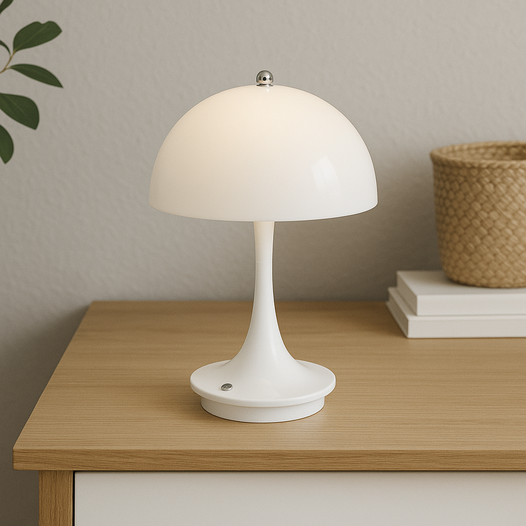 Modern Mushroom Table Lamp | Cordless LED Accent Light | Battery Operated Lamp | Vintage Inspired Table Light | Stylish Home Decor Lamp 0