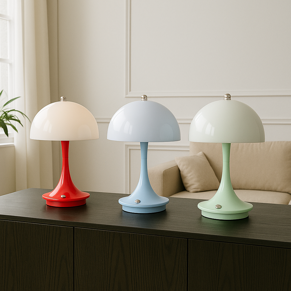 Modern Mushroom Table Lamp | Cordless LED Accent Light | Battery Operated Lamp | Vintage Inspired Table Light | Stylish Home Decor Lamp 1