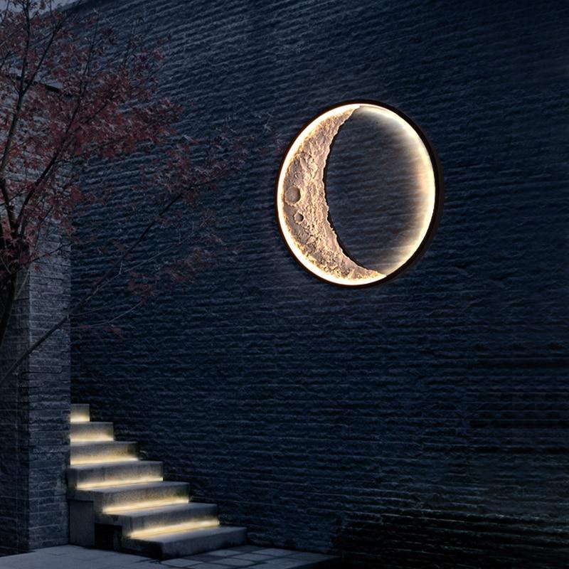 Modern Outdoor Wall Light - Moon Shape LED Lantern, IP65 Waterproof Stainless Steel for Garden and Exterior Use 2