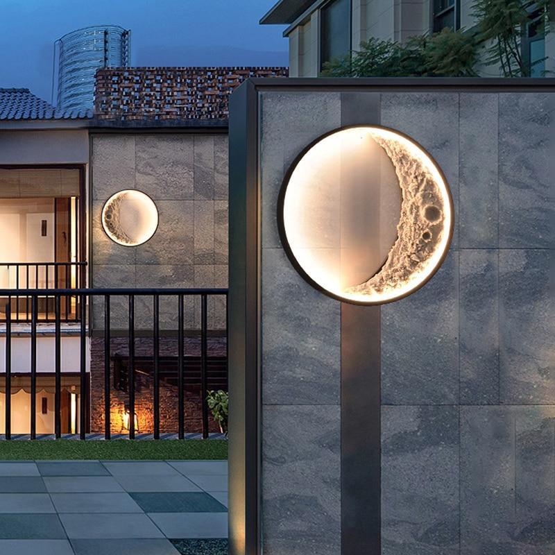 Modern Outdoor Wall Light - Moon Shape LED Lantern, IP65 Waterproof Stainless Steel for Garden and Exterior Use 3