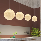 Moon Pattern Pendant Light | Minimalist Bamboo Pendant | LED Hanging Lights | Contemporary Ceiling Fixture | Serene Home Decor Accent 3