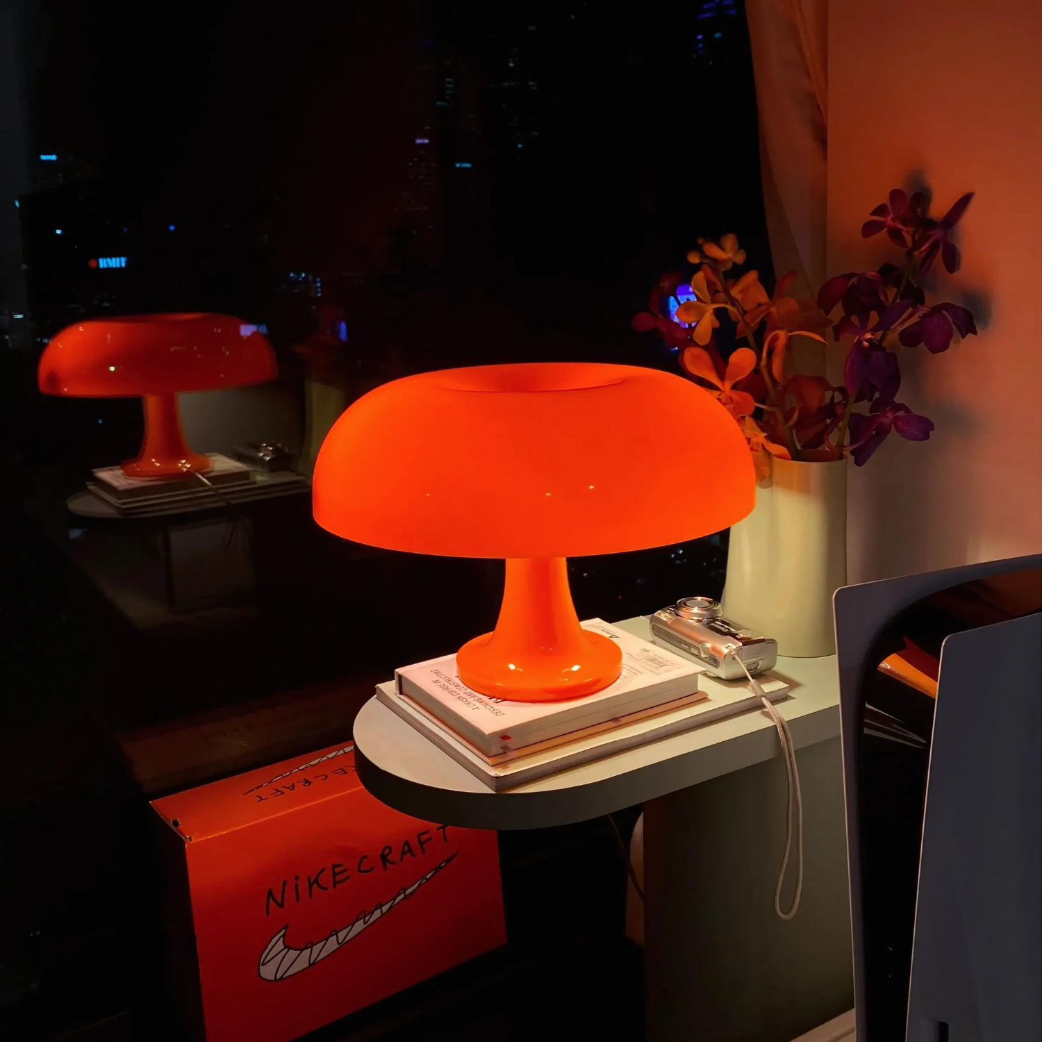 Retro Mushroom Table Lamp | Unique Bedside Lamp | Modern Acrylic Desk Light | Cozy Table Lamps for Living Room | Oyster Mushroom Burst Lamp 3