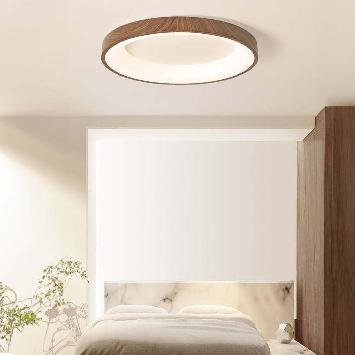 Rustic Flush Mount Ceiling Light | Energy-Efficient LED Ceiling Light | Wooden Light Fixture | Modern Circular Ceiling Light | Natural Wood Ceiling Lamp 0