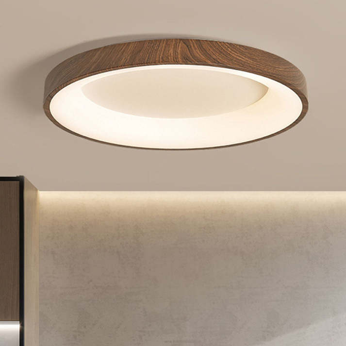 Rustic Flush Mount Ceiling Light | Energy-Efficient LED Ceiling Light | Wooden Light Fixture | Modern Circular Ceiling Light | Natural Wood Ceiling Lamp 1
