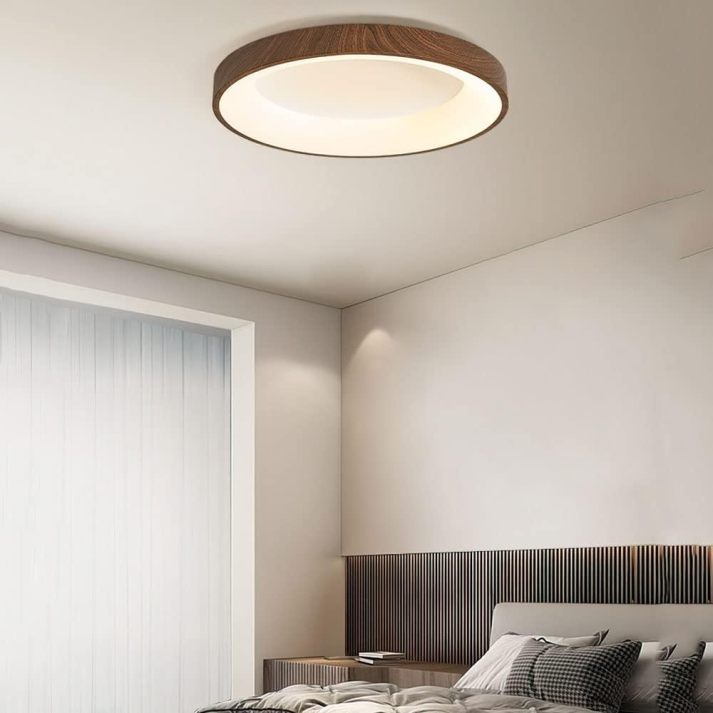 Rustic Flush Mount Ceiling Light | Energy-Efficient LED Ceiling Light | Wooden Light Fixture | Modern Circular Ceiling Light | Natural Wood Ceiling Lamp 4