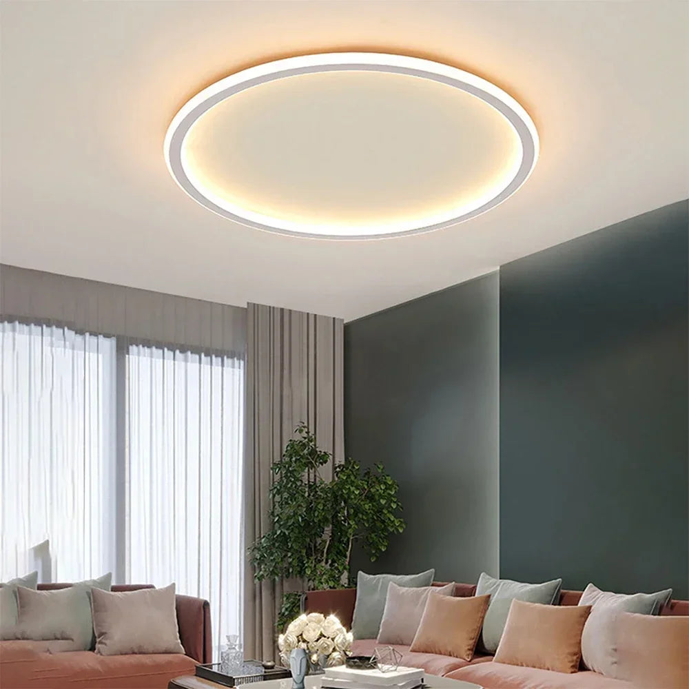 Scandinavian Ceiling Light | Modern Flush Mount Ceiling Light | LED Ceiling Lights for Living Room | Minimalist Round Fixture | AuroraGlobe LED Light 2