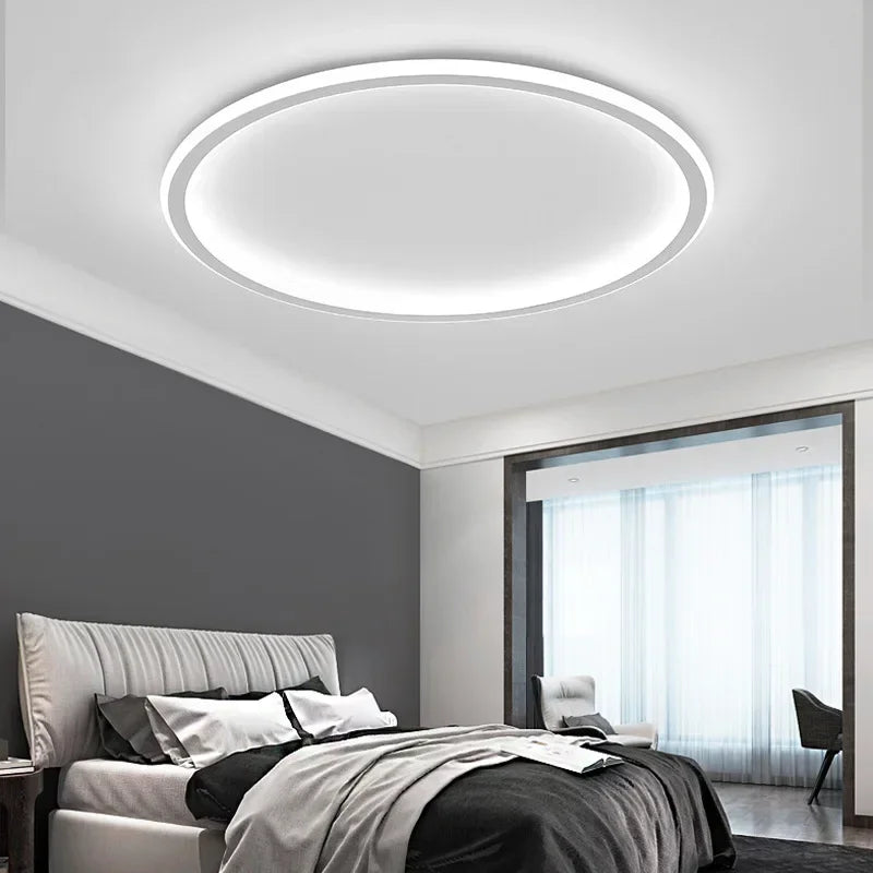 Scandinavian Ceiling Light | Modern Flush Mount Ceiling Light | LED Ceiling Lights for Living Room | Minimalist Round Fixture | AuroraGlobe LED Light 4