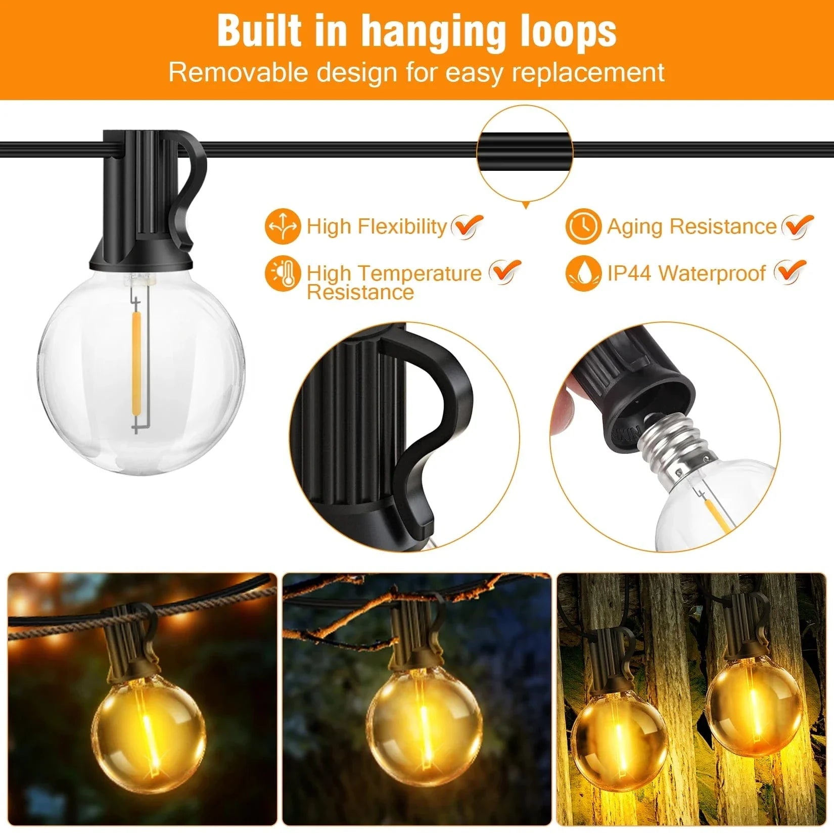 Solar String Lights | 20m Outdoor Fairy Lights | Waterproof Festoon Lights | Adjustable Brightness String Lights | Luminara Solar Lighting for Garden 3