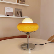Vintage Bauhaus Yellow Glass Table Lamp – Minimalist Design for Living Room or Bedroom Decor 0