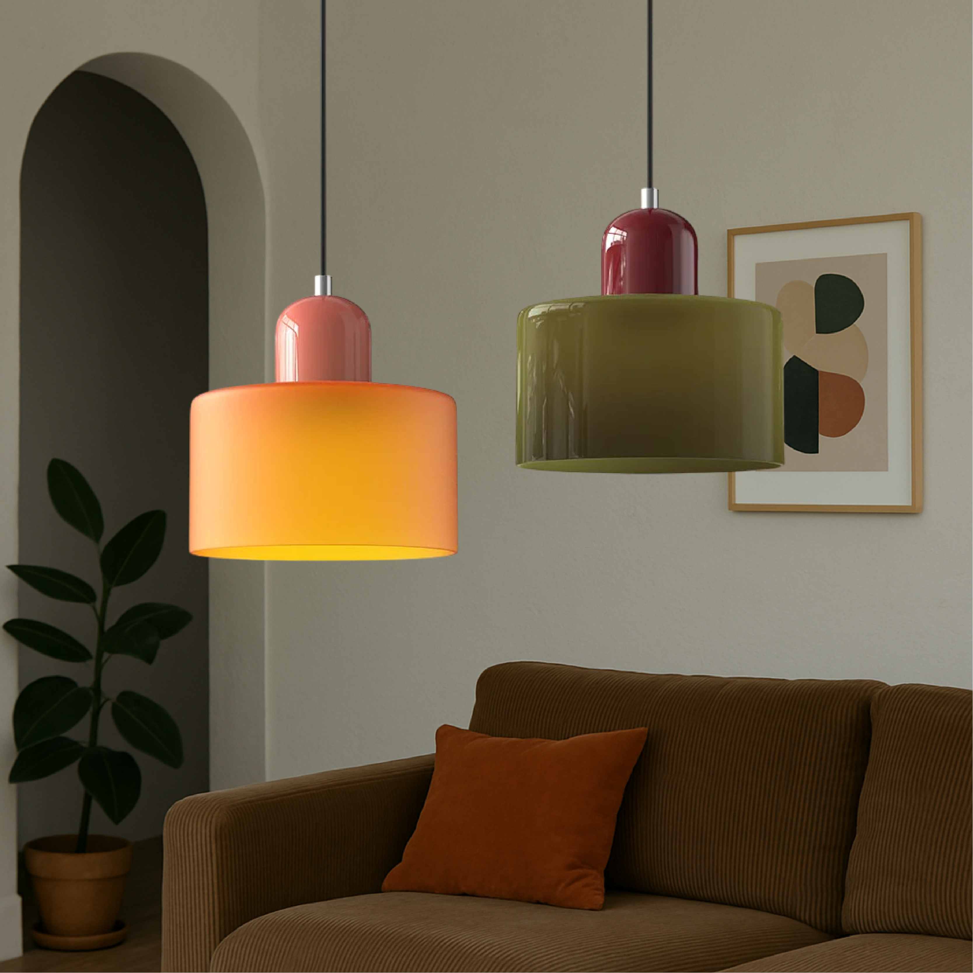 Bauhaus Pendant Light | Geometric Glass Pendant Lighting | Modern Ceiling Light Fixture | Stylish Hanging Lights | Creative LED Pendant Lamp 4