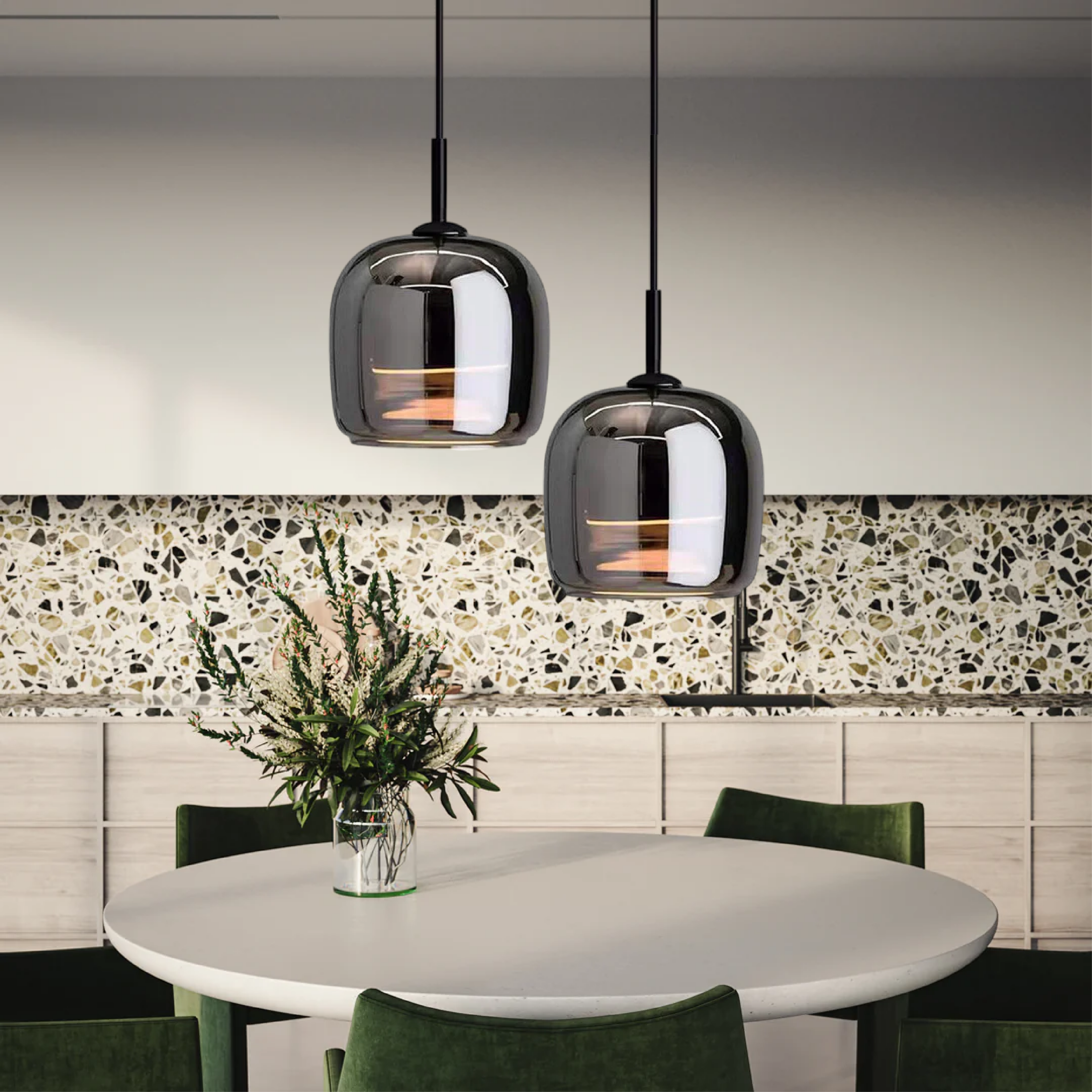 Black Pendant Light | Kitchen Island Lighting Fixture | Modern Glass Pendant Lighting | Elegant Ceiling Light | Nordic Black Glass Chandelier 2