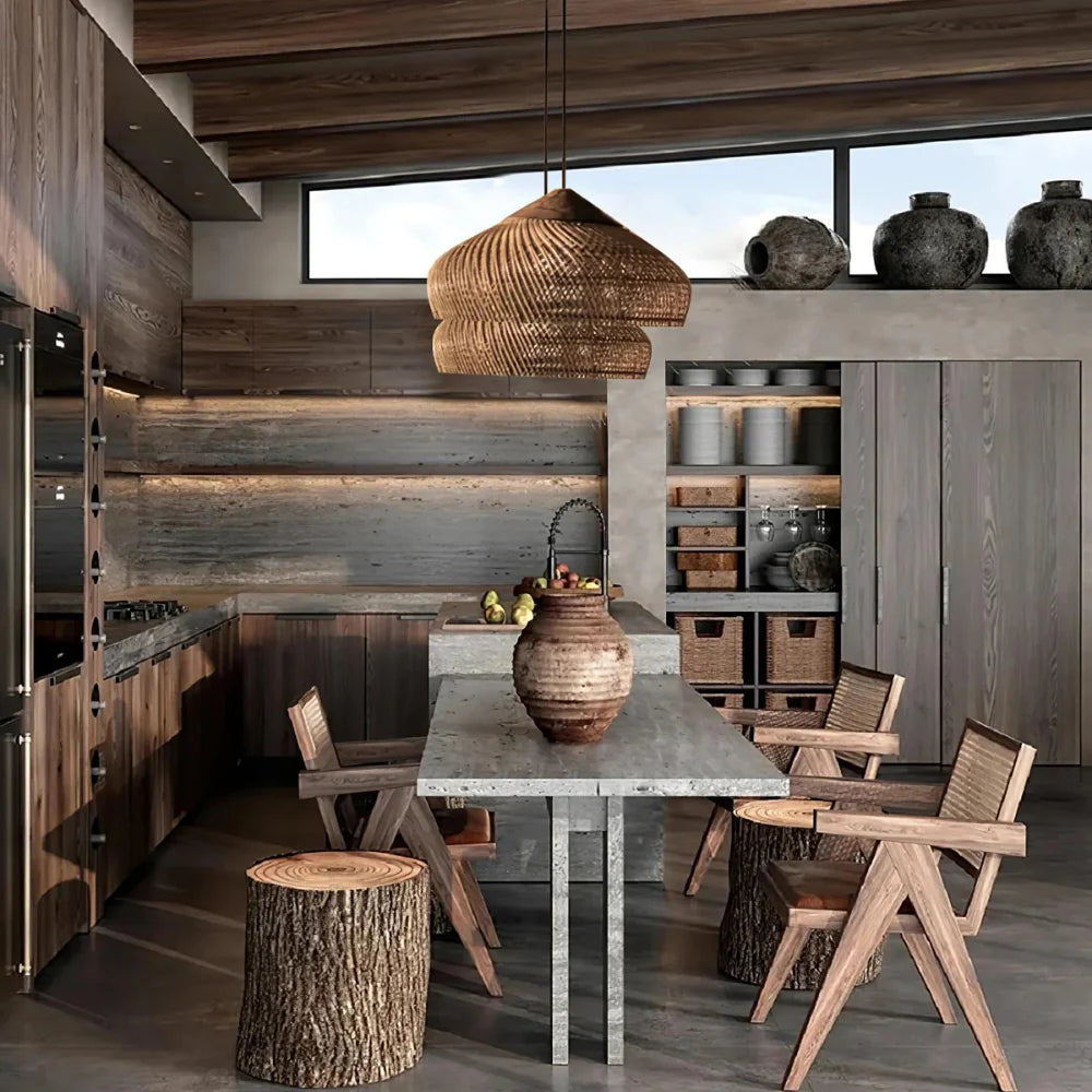 Bohemian Rattan Pendant Light | Handwoven Ceiling Light Fixture | Vintage Hanging Lights | Adjustable Bamboo Pendant | Natural Rattan Home Decor 5