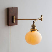 Ceramic Wall Lamp with Wooden Plate | Unique Indoor Wall Lights | Modern Wall Sconces | Stylish Wall Lighting Fixture | Elegant Ceramic Wall Lamp for Home 0