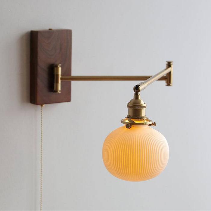 Ceramic Wall Lamp with Wooden Plate | Unique Indoor Wall Lights | Modern Wall Sconces | Stylish Wall Lighting Fixture | Elegant Ceramic Wall Lamp for Home 1