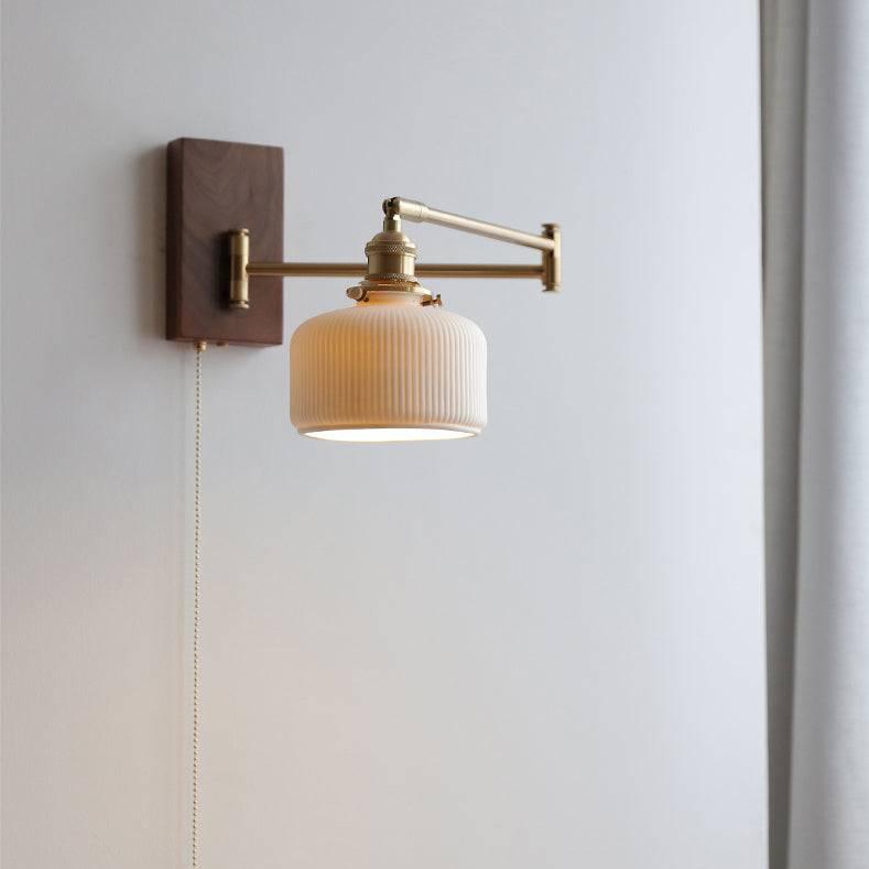 Ceramic Wall Lamp with Wooden Plate | Unique Indoor Wall Lights | Modern Wall Sconces | Stylish Wall Lighting Fixture | Elegant Ceramic Wall Lamp for Home 2