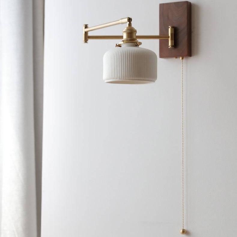 Ceramic Wall Lamp with Wooden Plate | Unique Indoor Wall Lights | Modern Wall Sconces | Stylish Wall Lighting Fixture | Elegant Ceramic Wall Lamp for Home 3