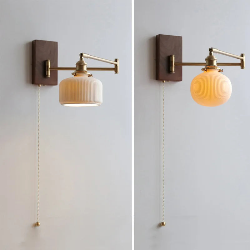 Ceramic Wall Lamp with Wooden Plate | Unique Indoor Wall Lights | Modern Wall Sconces | Stylish Wall Lighting Fixture | Elegant Ceramic Wall Lamp for Home 5