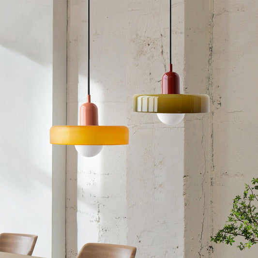 Colorful Glass Pendant Light – Modern Adjustable Height Kitchen Pendant Lighting for Dining and Living Spaces 0