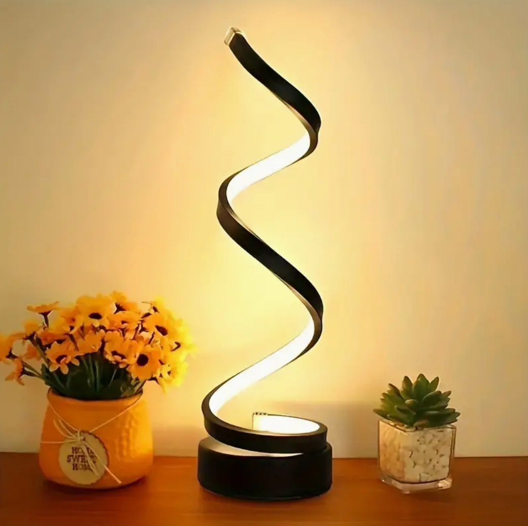 Dimmable Table Lamp | Stylish Bedside Lamps | Modern Desk Light | Spiral Design Table Lamps for Living Room | Elegant USB Table Lamp for Home 0
