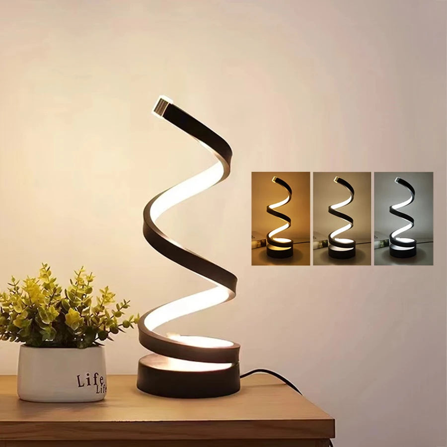 Dimmable Table Lamp | Stylish Bedside Lamps | Modern Desk Light | Spiral Design Table Lamps for Living Room | Elegant USB Table Lamp for Home 1