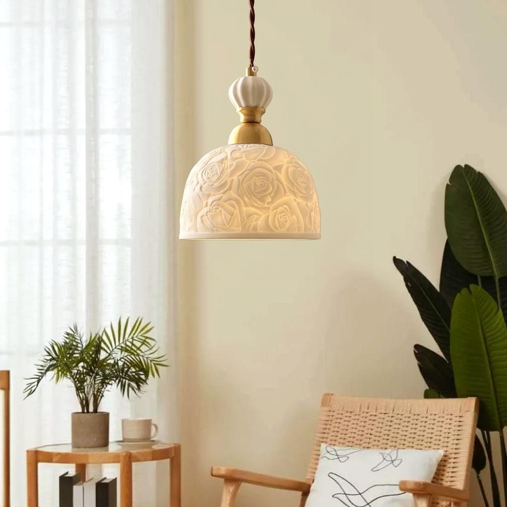Elegant Ceramic Pendant Light | Vintage Hanging Lamp | Stylish Ceiling Light Fixture | Retro Kitchen Pendant Lighting | Rayna Rose Pendant Light 1
