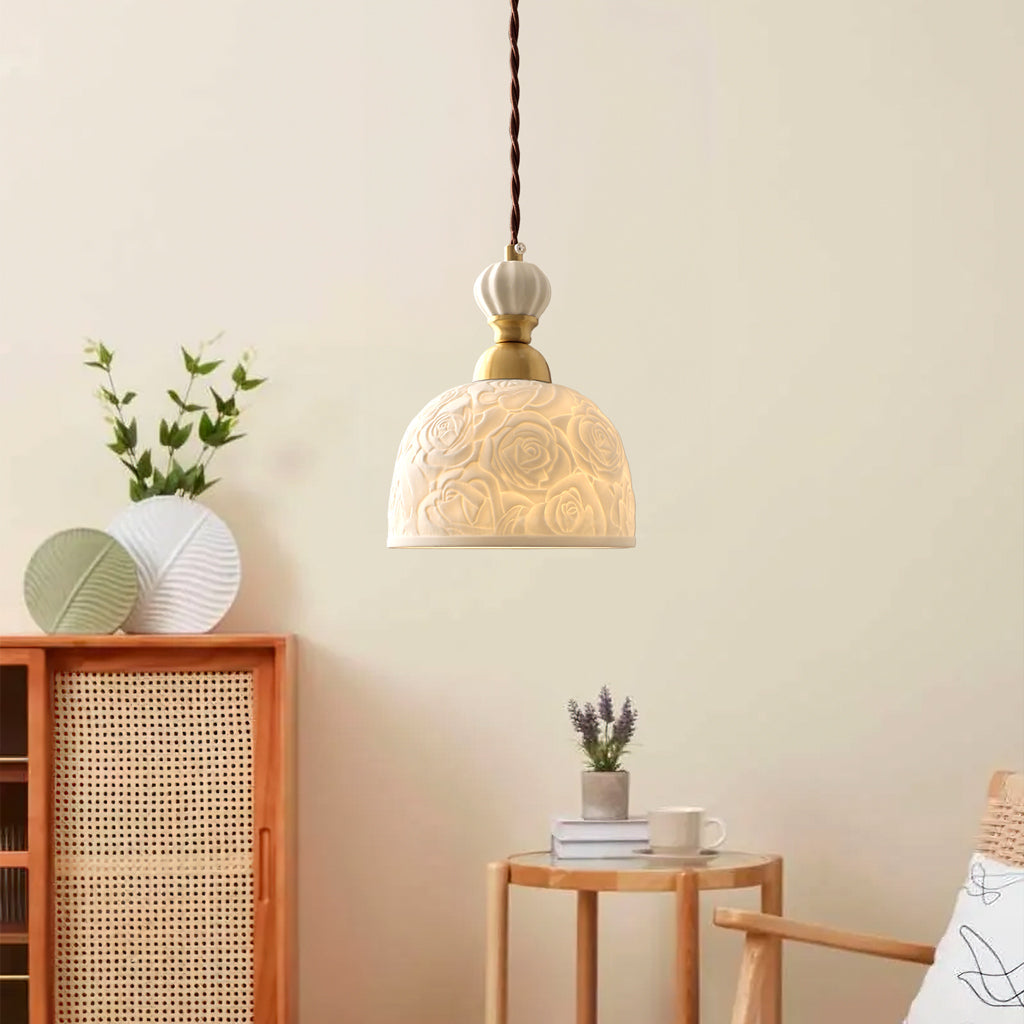 Elegant Ceramic Pendant Light | Vintage Hanging Lamp | Stylish Ceiling Light Fixture | Retro Kitchen Pendant Lighting | Rayna Rose Pendant Light 2