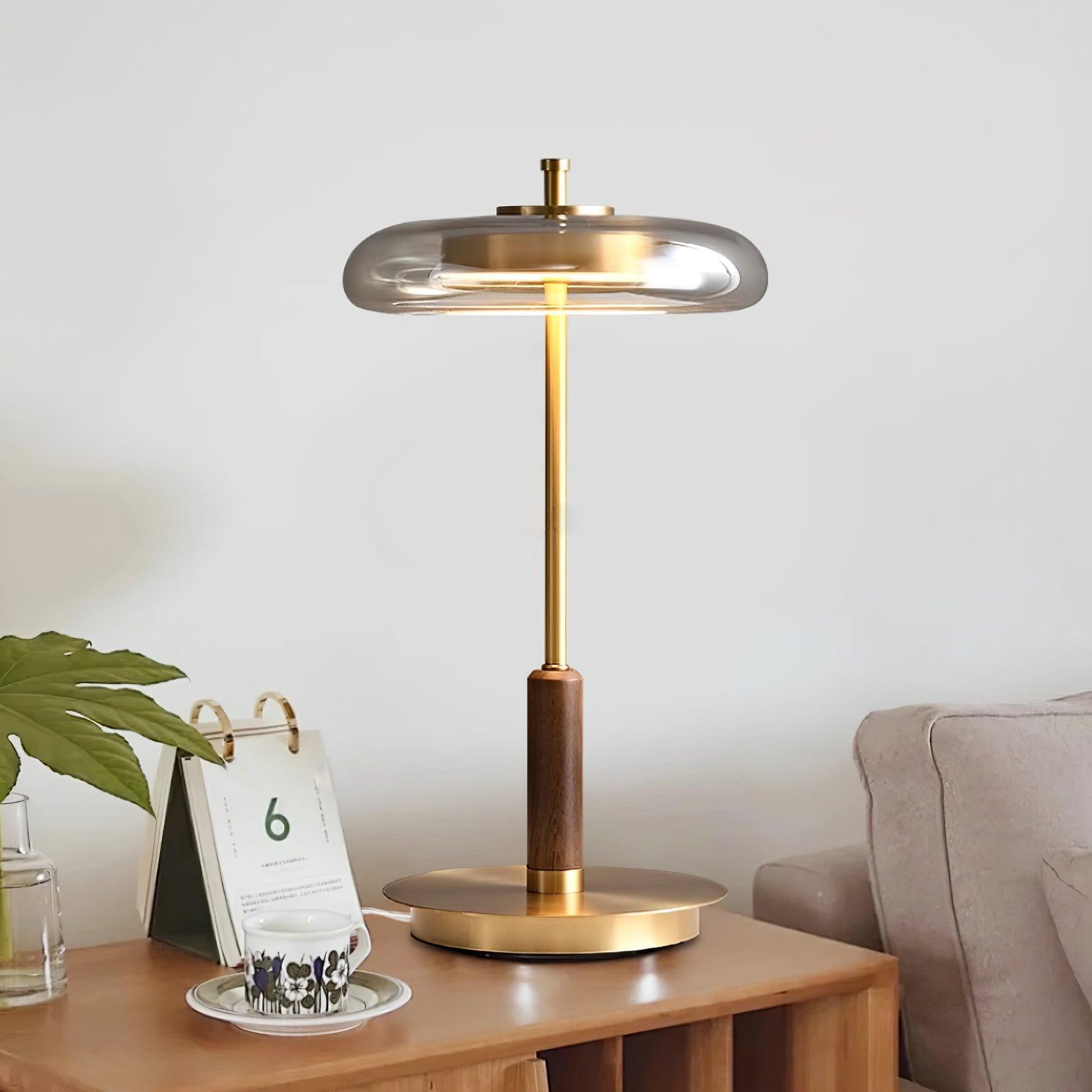 Elegant LED Table Lamp with Glass and Metal Design – Warm White Light for Bedside, Desk or Living Room 0