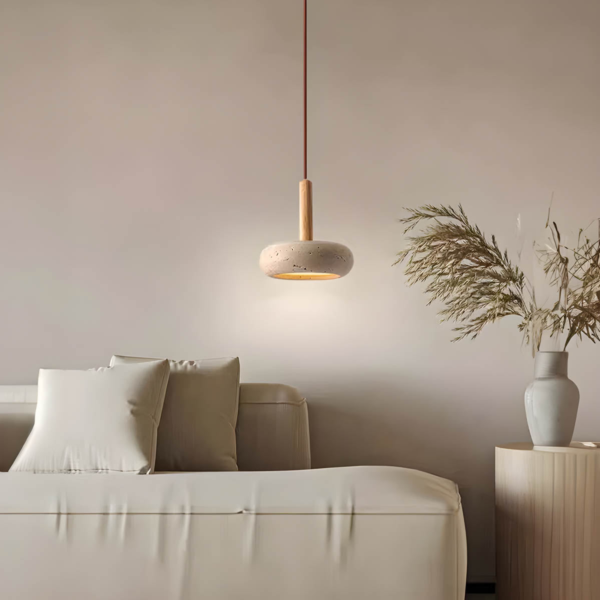 Elegant Pendant Light | Yellow Travertine Kitchen Pendant Lighting | LED Ceiling Fixture | Modern Hanging Lamp | Stylish Interior Pendant for Home 7