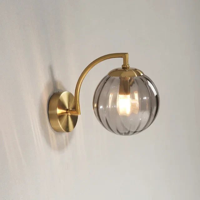 Elegant Wall Sconce | Ribbed Glass Wall Light | Modern Sconce Fixture | Soft Ambient Wall Lamp | Premium Gold Wall Sconce for Home 0