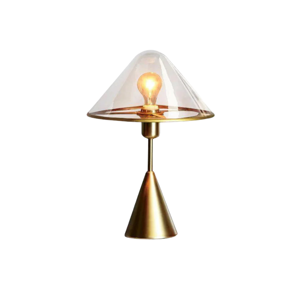 Golden Mushroom Table Lamp | Elegant Bedside Lamp | Modern Desk Light | Stylish Table Lamps for Living Room | Premium Metal and Glass Fixture 6