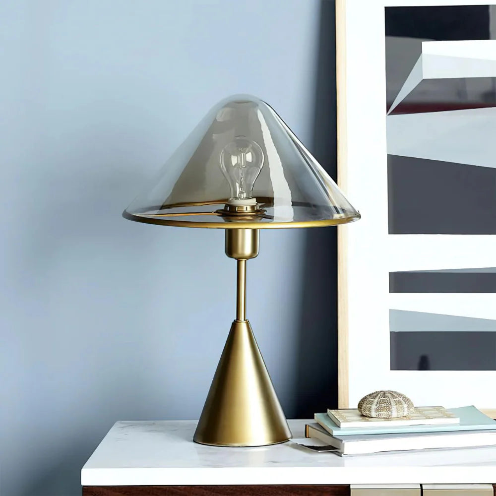 Golden Mushroom Table Lamp | Elegant Bedside Lamp | Modern Desk Light | Stylish Table Lamps for Living Room | Premium Metal and Glass Fixture 7